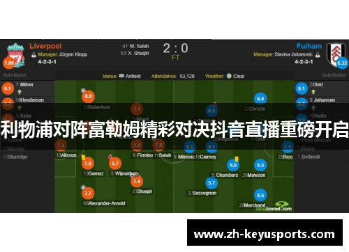 利物浦对阵富勒姆精彩对决抖音直播重磅开启